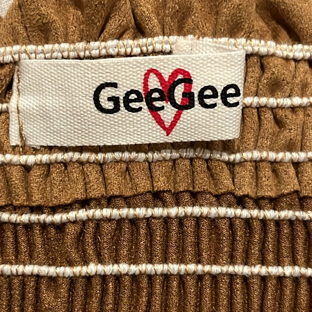 ⭐️NWT - GeeGee - Camel Microsuede Smocked Tiered Skirt - Woman's Size Small - Picture 2 of 2